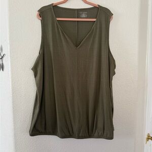 NWT Lane Bryant Olive Green V-Neck Tank Top Size 26/28